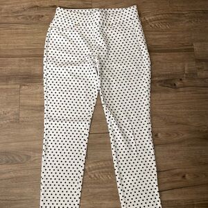 Michael Kors white with navy blue polka dot stretch pants.